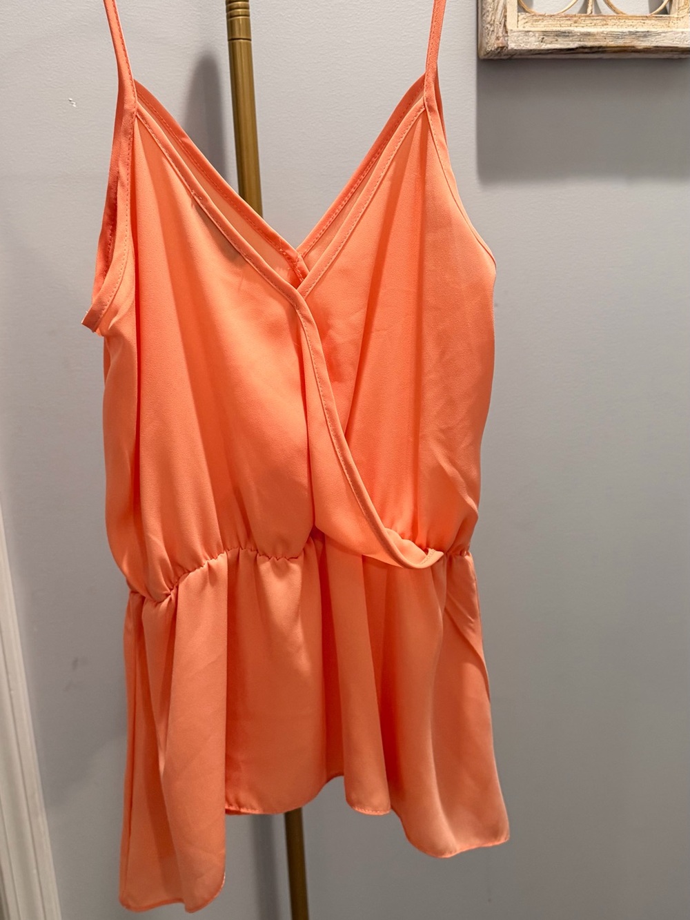 Moa Moa sz S Coral Wrap-Front Spaghetti Strap Tank Top